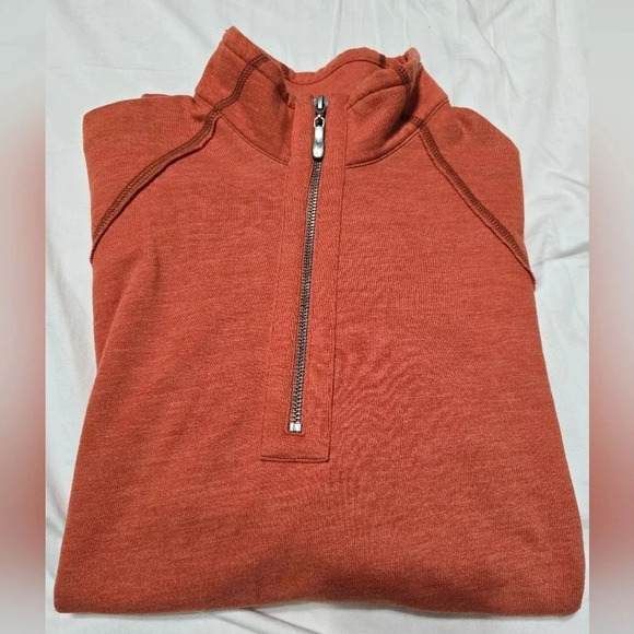 Tommy Bahama Knit 1/4 Zip Pullover in Dusky Orange, Exposed Stitching, EUC! - Picture 9 of 9